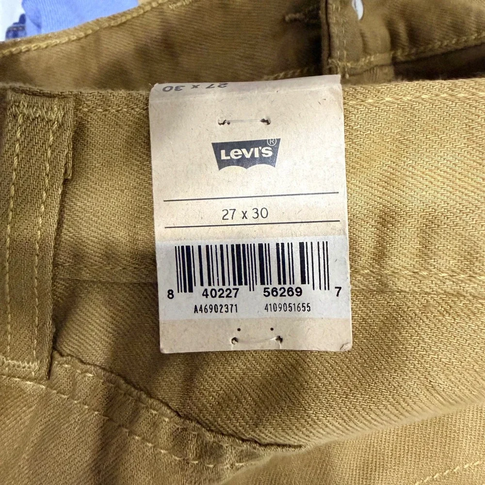 Levis 505 Regular Fit Straight Leg Pants Mustard Yellow Ochre 27x30 Mens